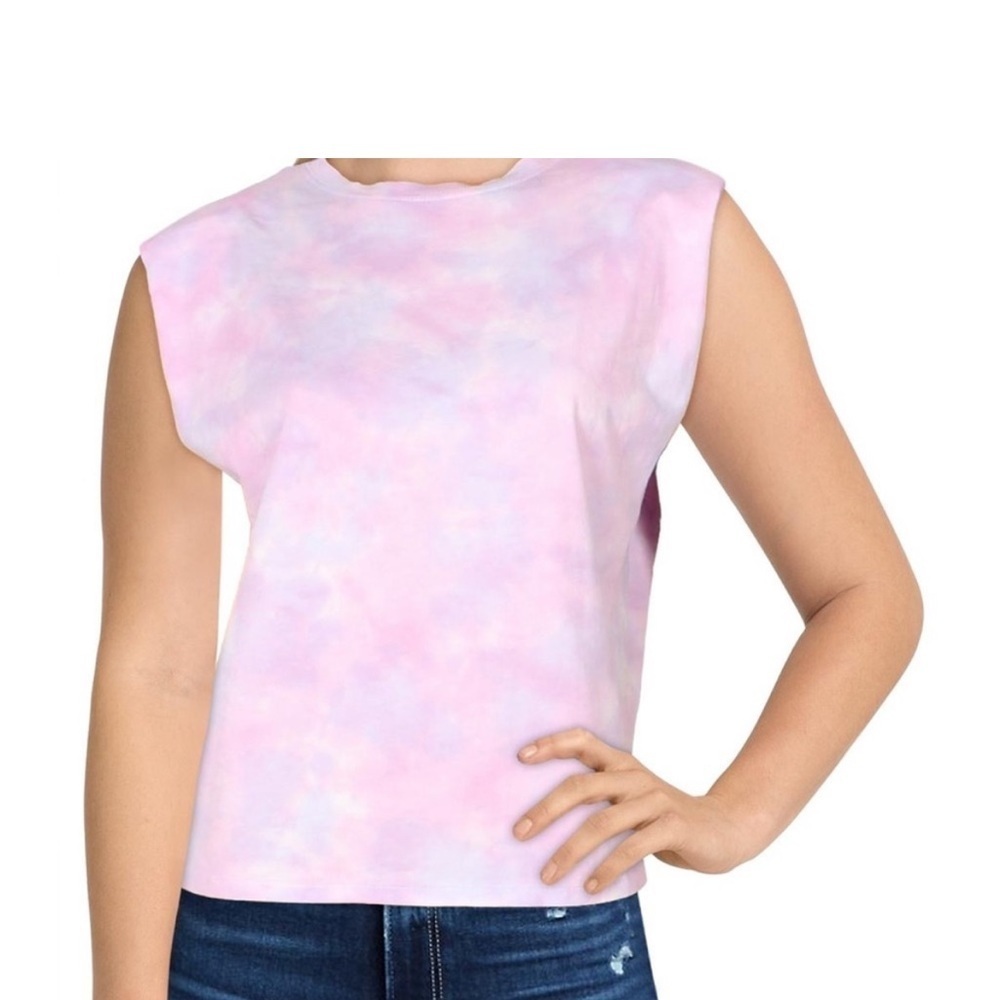 Generation Love Pink Tie Dye sleeveless shoulder pad tee size small